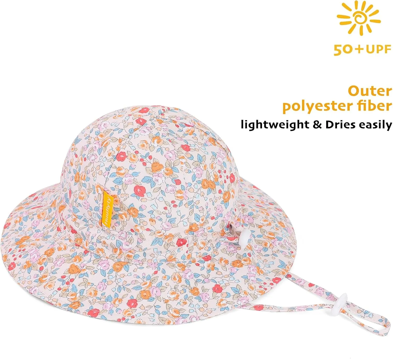 Baby Girl Sun Hat with Wide Brim Bucket Hats Adjustable Floppy Sun Hat with 50  UPF Protection for Toddler Girls