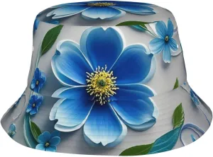 Blue Mini Flower Swirl Bucket Hat Packable Breathable Sun Hats Fisherman Hats Outdoor Summer Travel Hiking Beach Caps for Men Women