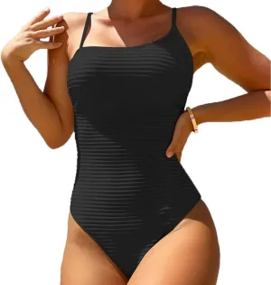 Bounzhi Women's One Piece Swimsuits Tummy Control High Waisted Bathing Suit Sexy Monokini Swimwear