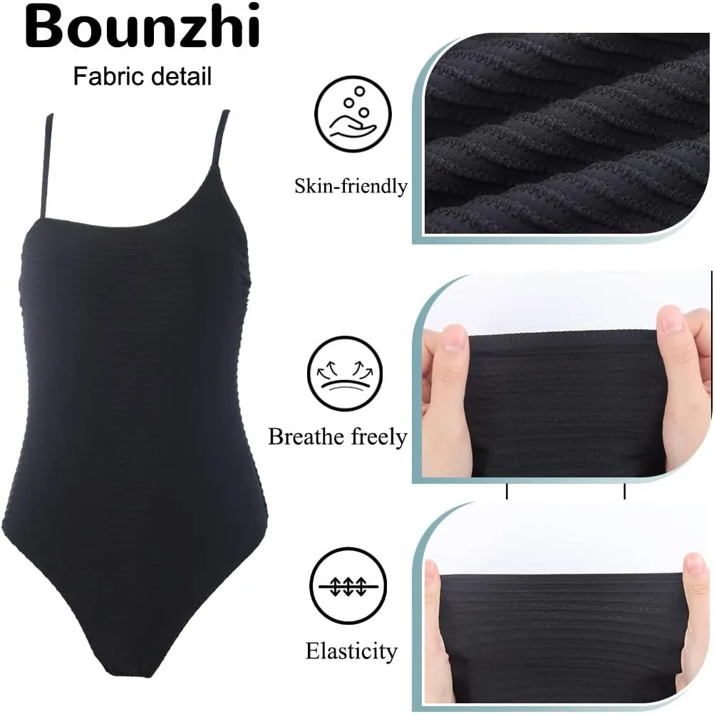 Bounzhi Women's One Piece Swimsuits Tummy Control High Waisted Bathing Suit Sexy Monokini Swimwear