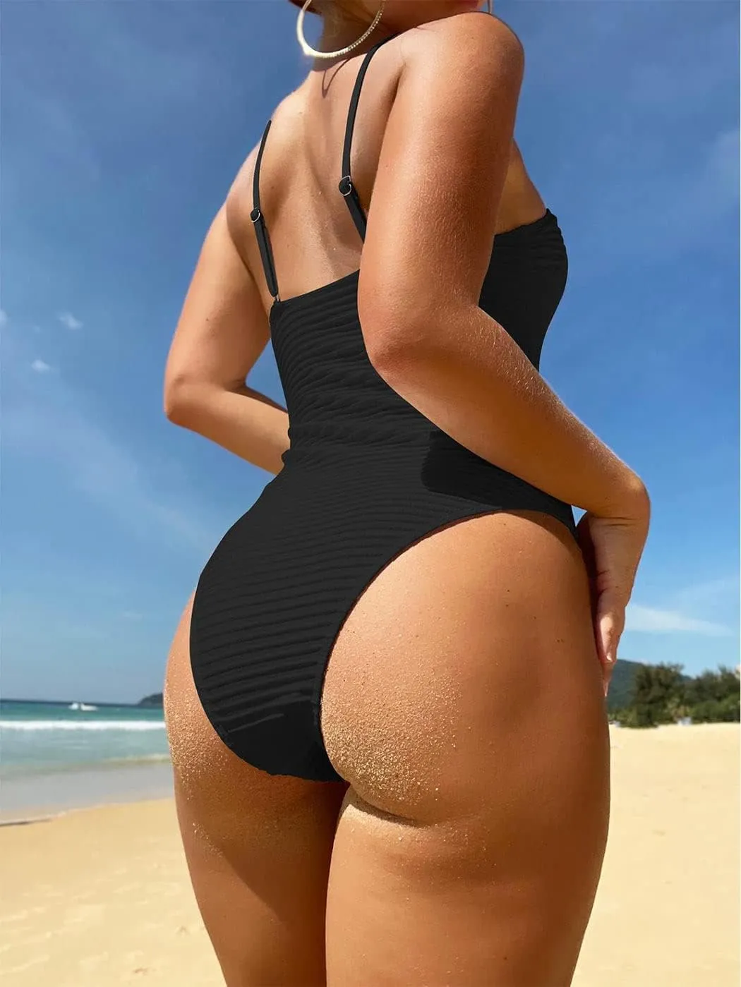 Bounzhi Women's One Piece Swimsuits Tummy Control High Waisted Bathing Suit Sexy Monokini Swimwear