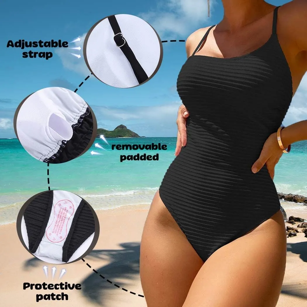 Bounzhi Women's One Piece Swimsuits Tummy Control High Waisted Bathing Suit Sexy Monokini Swimwear