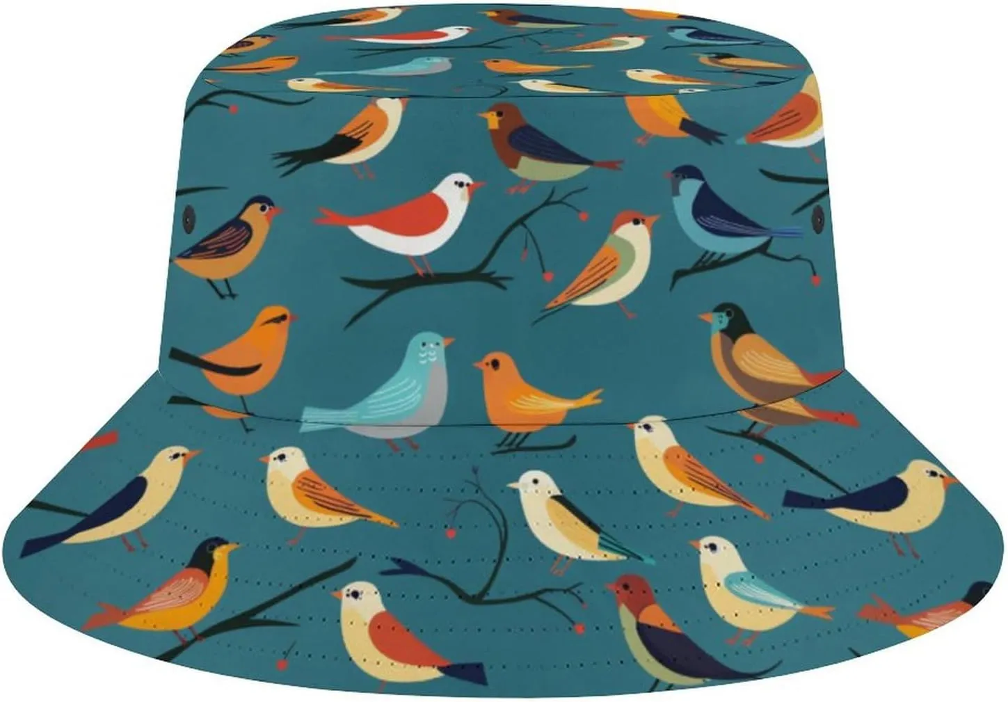 Colorful Birds Print Bucket Hat for Men Women Summer Beach Sun Hats Outdoor Hiking Fishing Caps