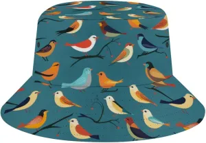 Colorful Birds Print Bucket Hat for Men Women Summer Beach Sun Hats Outdoor Hiking Fishing Caps