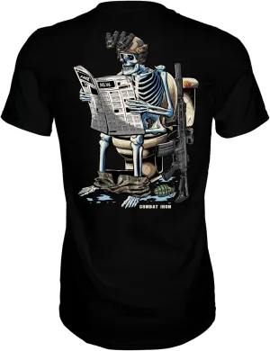 Combat Iron Men's Graphic T-Shirt | Fake News Reading Operator | Cotton-Poly Blend | Athletic Fit, Tagless Comfort