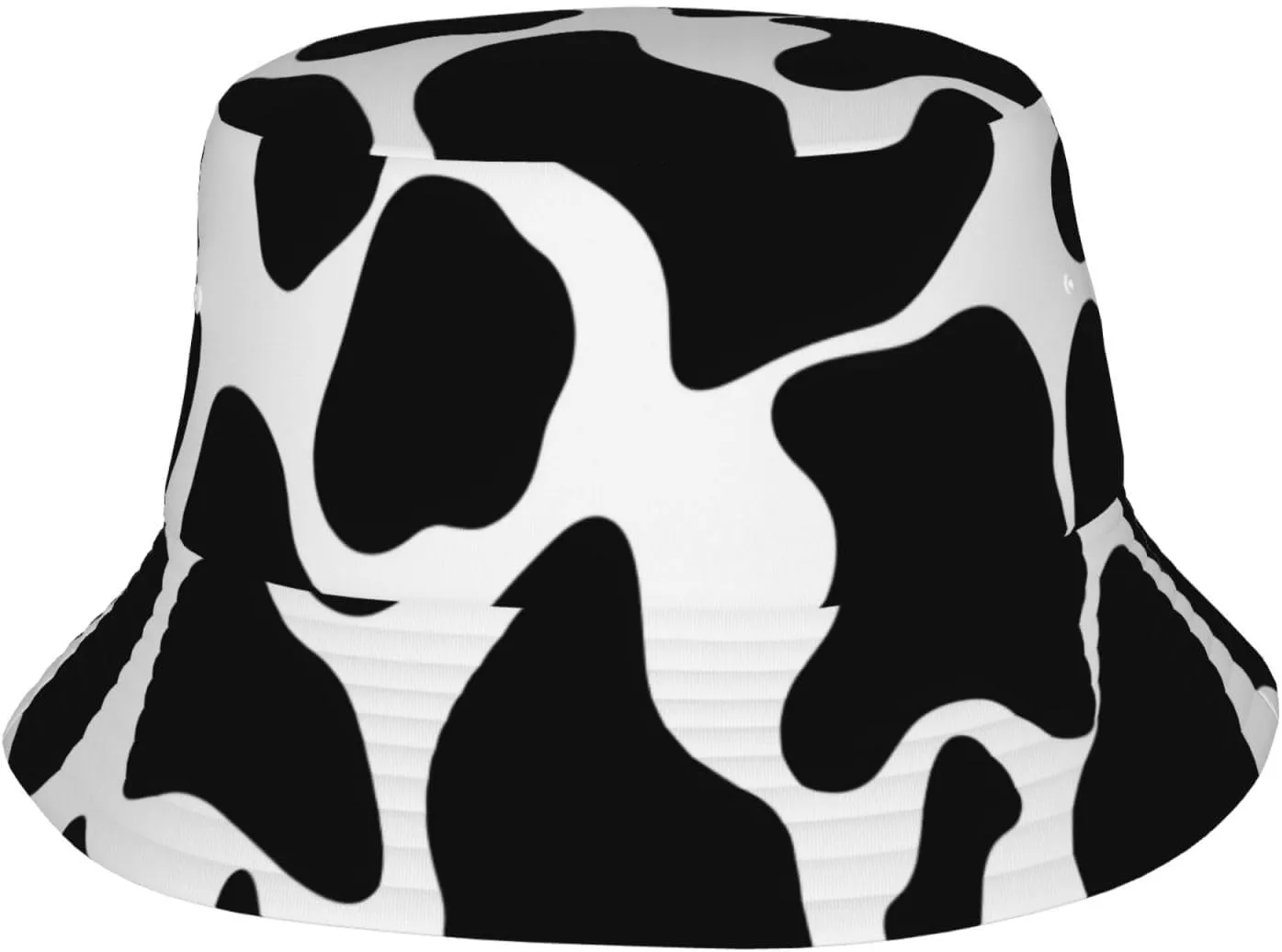 Cow Spot Bucket Hat Packable Breathable Sun Hats Fisherman Hats Outdoor Summer Travel Hiking Beach Caps for Men Women Black