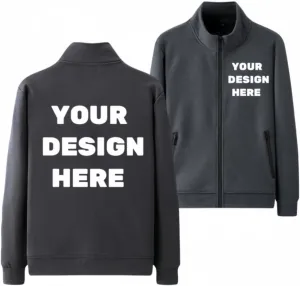 Custom Fleece Hoodie Jacket Personalized Full-Zip Sweatshirts for Men Women Warm Coat With Pocket