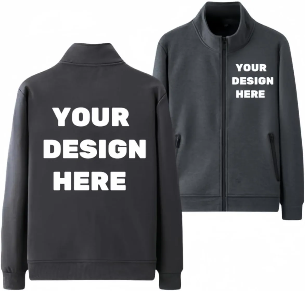 Custom Fleece Hoodie Jacket Personalized Full-Zip Sweatshirts for Men Women Warm Coat With Pocket