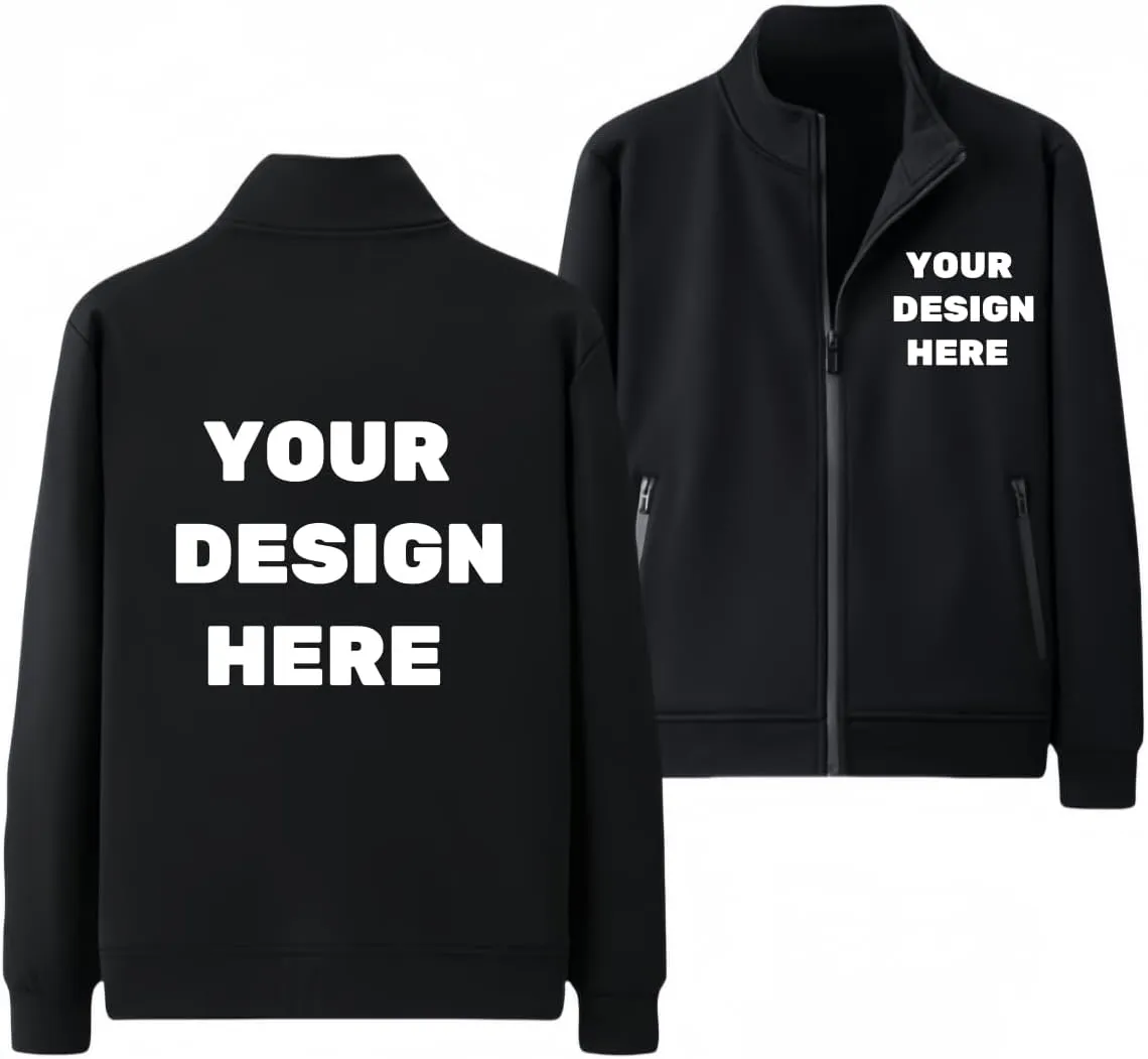 Custom Fleece Hoodie Jacket Personalized Full-Zip Sweatshirts for Men Women Warm Coat With Pocket