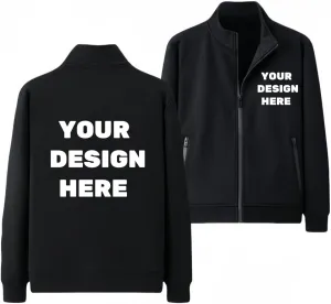 Custom Fleece Hoodie Jacket Personalized Full-Zip Sweatshirts for Men Women Warm Coat With Pocket