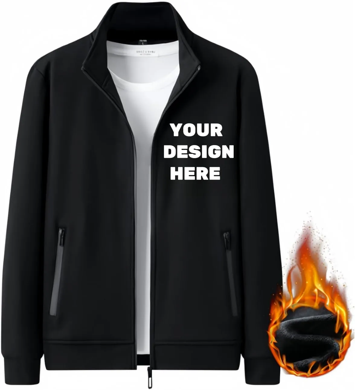 Custom Fleece Hoodie Jacket Personalized Full-Zip Sweatshirts for Men Women Warm Coat With Pocket