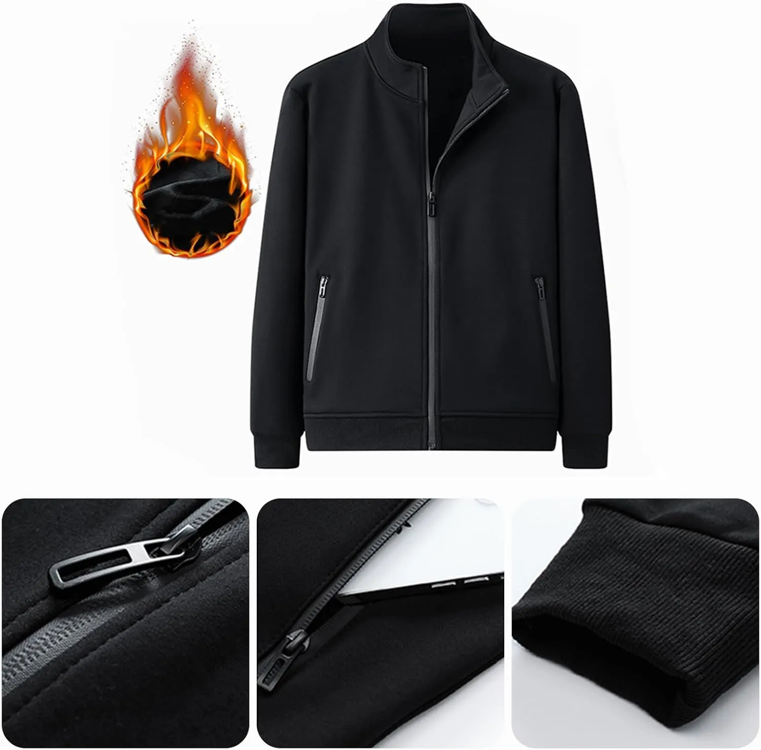 Custom Fleece Hoodie Jacket Personalized Full-Zip Sweatshirts for Men Women Warm Coat With Pocket