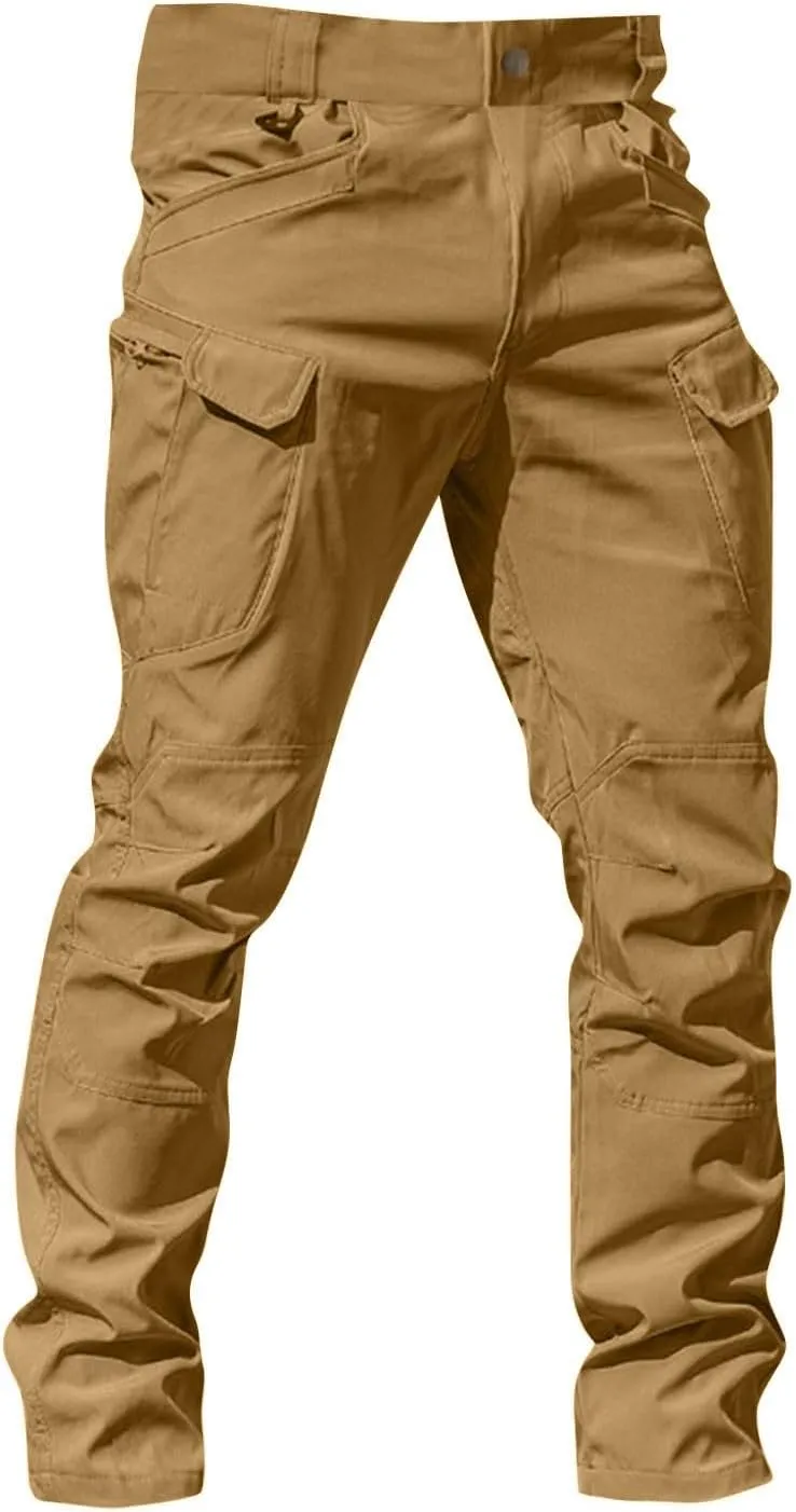 GOFULY Cargo Pants Men Hiking Ripstop Stretch Work Pants Multi Pockets Regular Fit Pants Outdoors Trousers Tactical