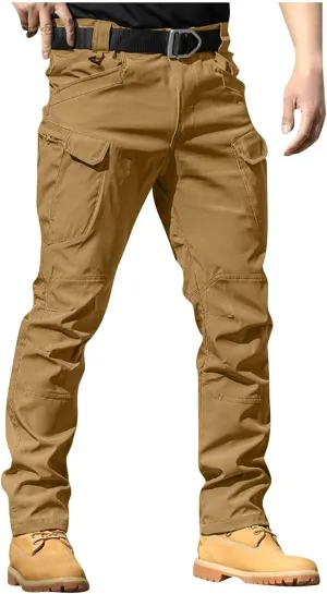 GOFULY Cargo Pants Men Hiking Ripstop Stretch Work Pants Multi Pockets Regular Fit Pants Outdoors Trousers Tactical