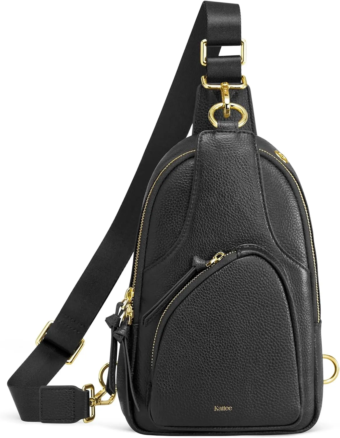 Kattee Sling Bag for Women, Leather Fanny Packs Crossbody Purse, Small Chest Bag with RFID Blocking, Black
