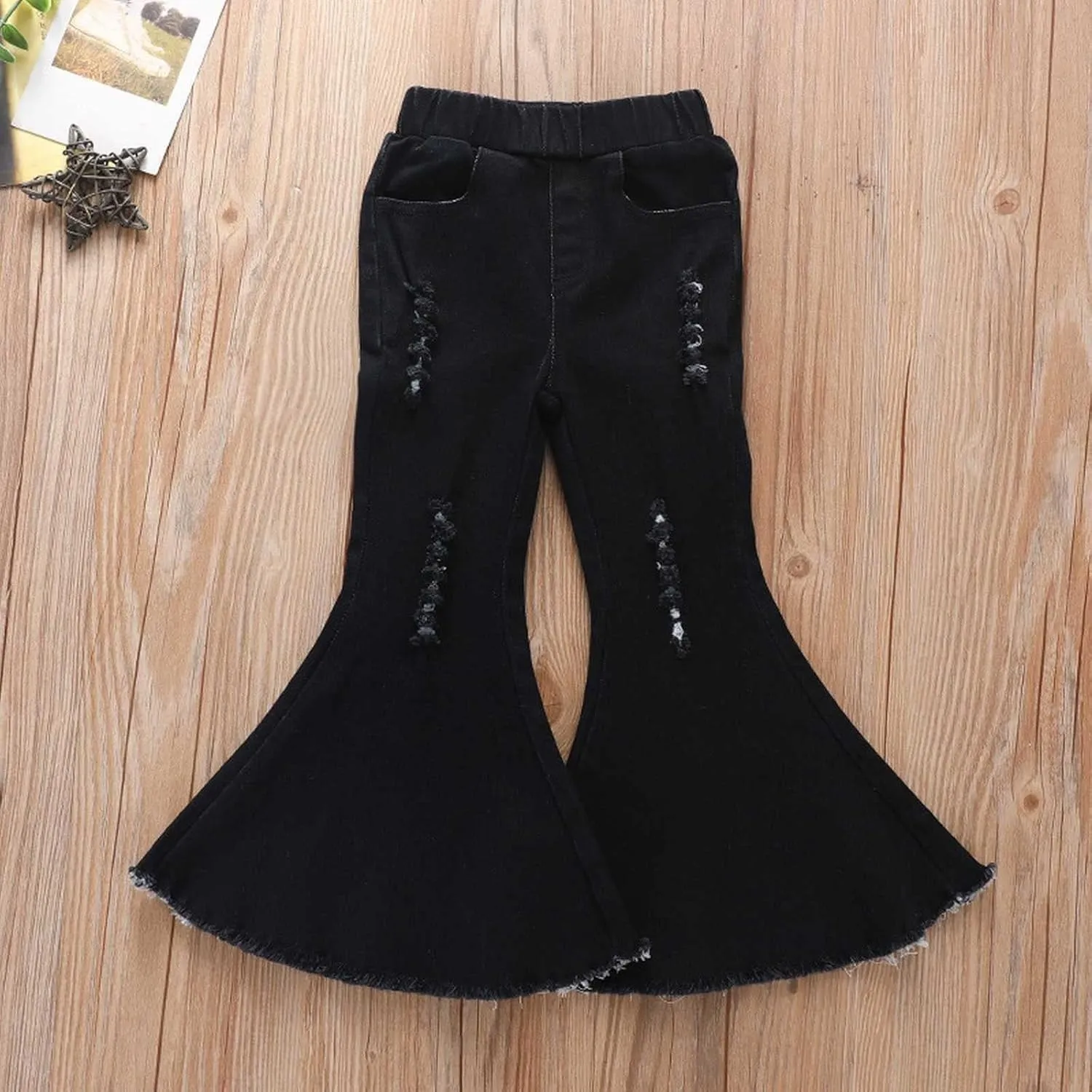 Kids Bell Bottom Jeans Kids Toddler Bell Bottom Pants Black Ripped Denim Pants Youth Boys Jeans Black Pants Kids Jeans