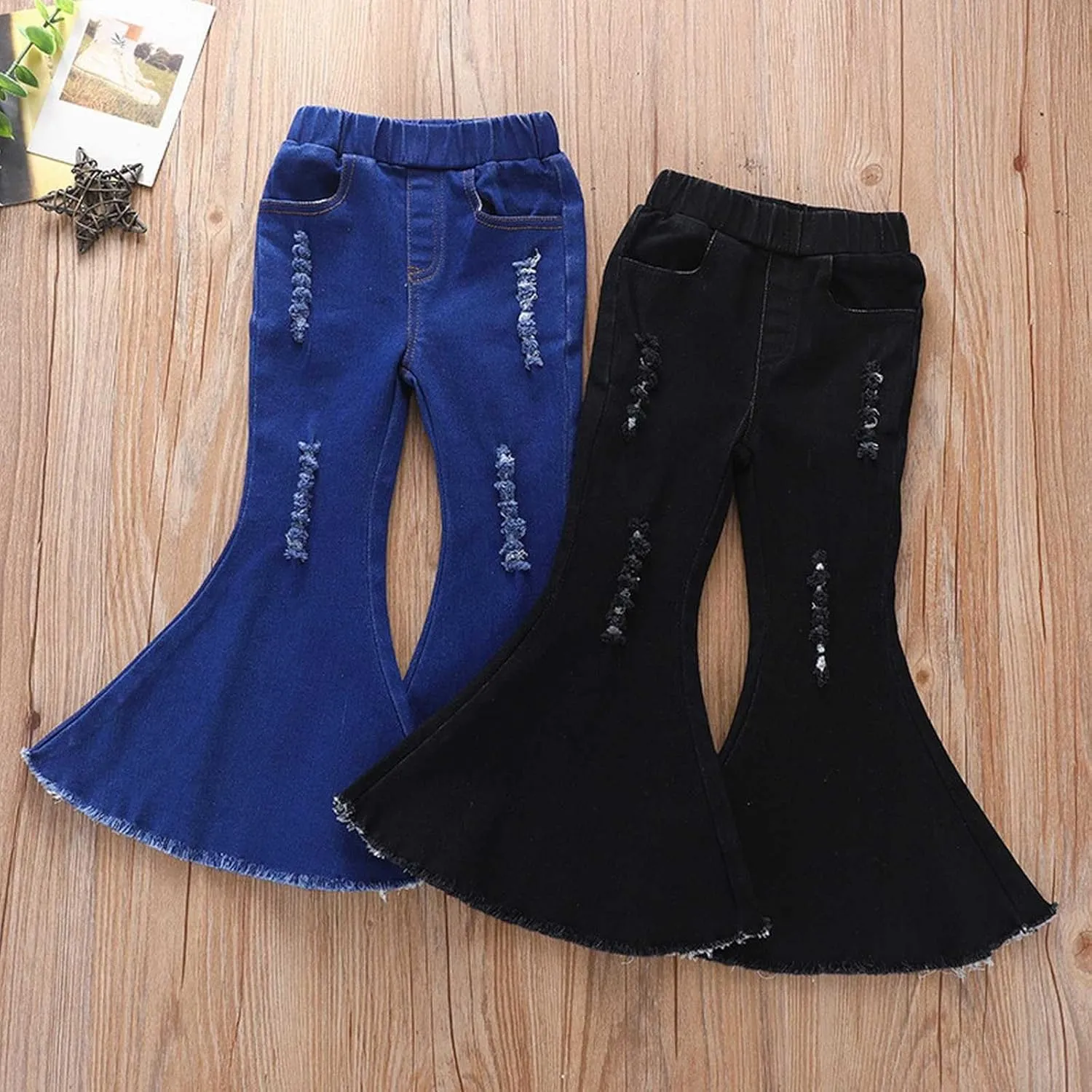 Kids Bell Bottom Jeans Kids Toddler Bell Bottom Pants Black Ripped Denim Pants Youth Boys Jeans Black Pants Kids Jeans