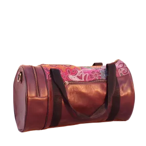 Leather Embroidery Duffle Bag - Dark Brown