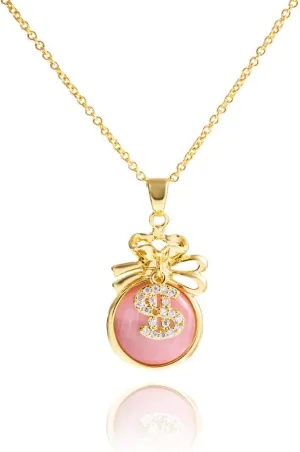 Lucky Bag Necklace for Women Fu Money Bag Pendant 18K Gold Plated Brass Lucky Charms Jewelry Minimalist Collar Chain Gifts