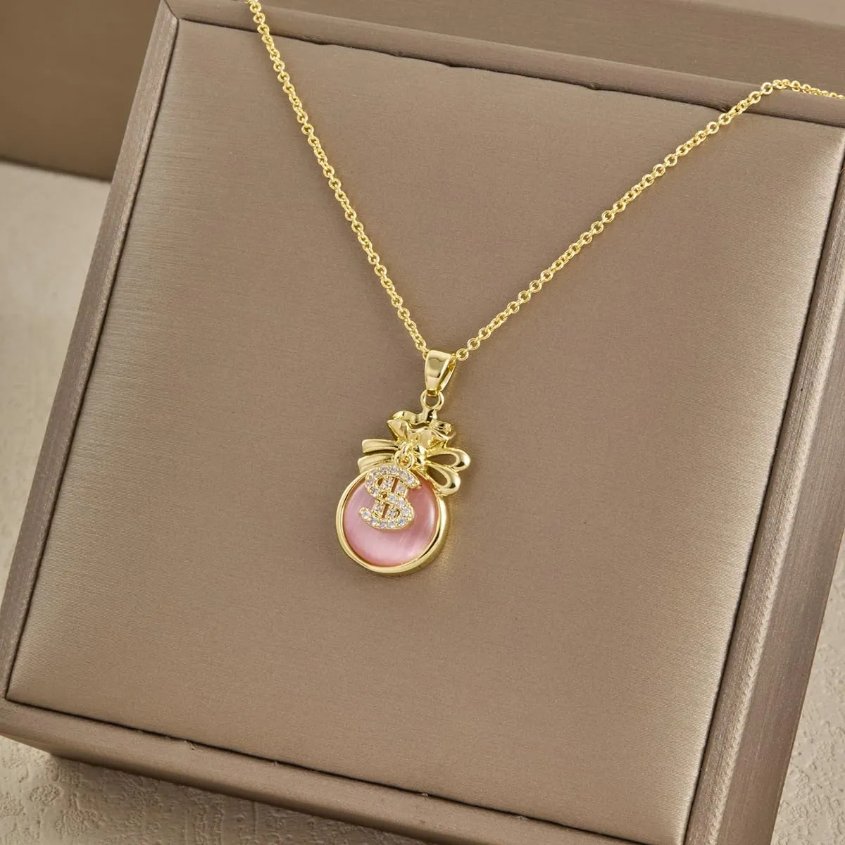 Lucky Bag Necklace for Women Fu Money Bag Pendant 18K Gold Plated Brass Lucky Charms Jewelry Minimalist Collar Chain Gifts
