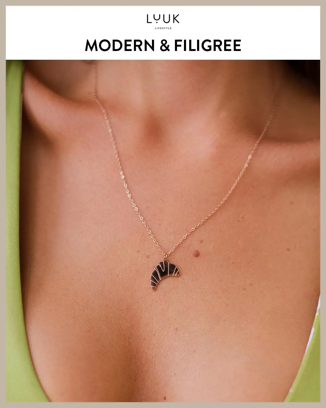LUUK LIFESTYLE stainless steel necklace with pendant, 50cm adjustable chain length, simple design, gift idea for women