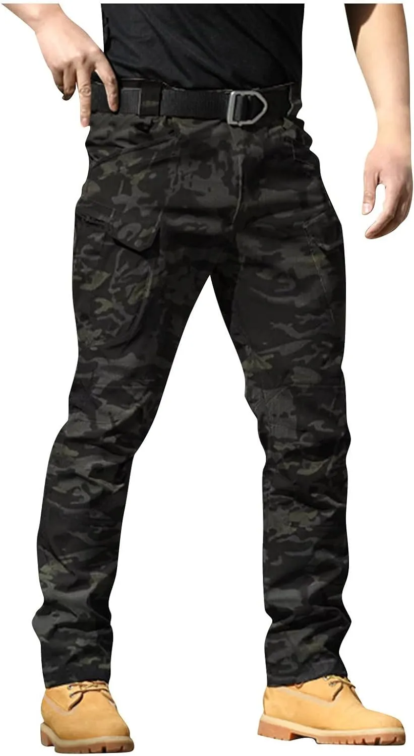 Mens Cargo Pants Baggy Outdoor Waterproof Hiking Work Pants Stretch Multi Pockets Lightweight Classic Tactical Sweatpant