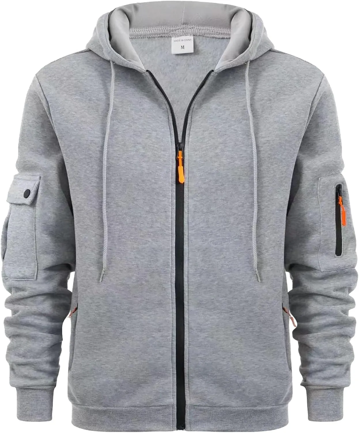 Mens Zipper Hoodies Fleece Plus Size Oversized Casual Warm Open Front Fall Jacket Big and Tall Drawstring Zip Up Sweatshirt