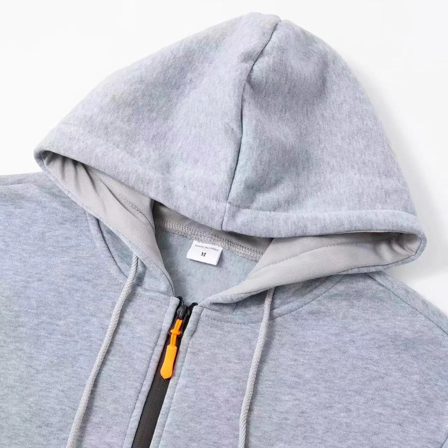 Mens Zipper Hoodies Fleece Plus Size Oversized Casual Warm Open Front Fall Jacket Big and Tall Drawstring Zip Up Sweatshirt