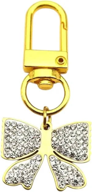 New 2025 Unisex Butterfly Bowknot Colorful Rhinestone Car Keychain Ring For Women Men Christmas Bag Charm Key Chain Decoration Jewelry Luxury With You Accessories Trendy Creative For Women And Men