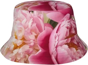 Peony Flowers Blossom Bucket Hat Packable Breathable Sun Hats Fisherman Hats Outdoor Summer Travel Hiking Beach Caps for Men Women Black