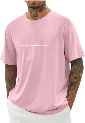 Shirts for Men 2024 Fashion Short Sleeve Crewneck Shirt Causal Graphic Tee Shirts Summer Beach Gym Workout Tee Tops