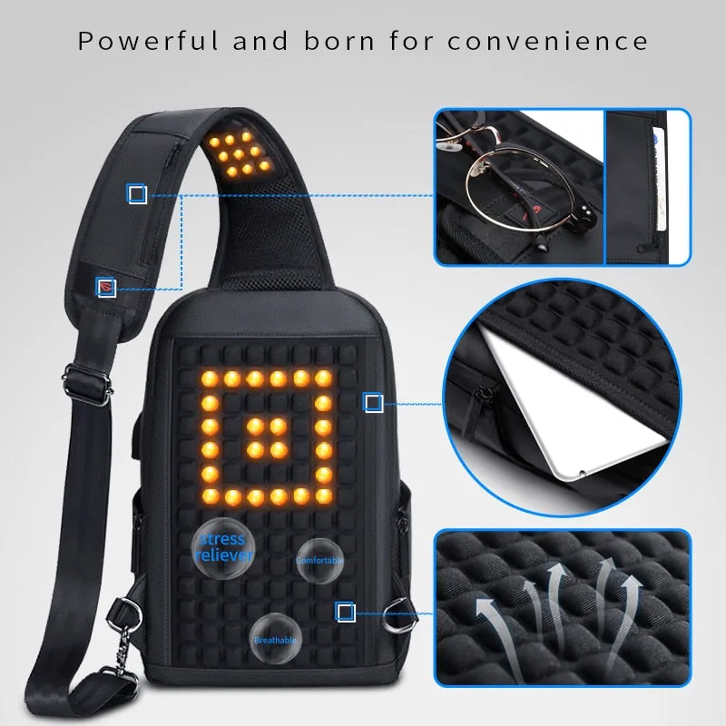 Sling Crossbody Bag Shoulder Bag for Men 9.7" iPad USB Charging Short Trip Messenger Bags Water Repellent Crossbody Bags