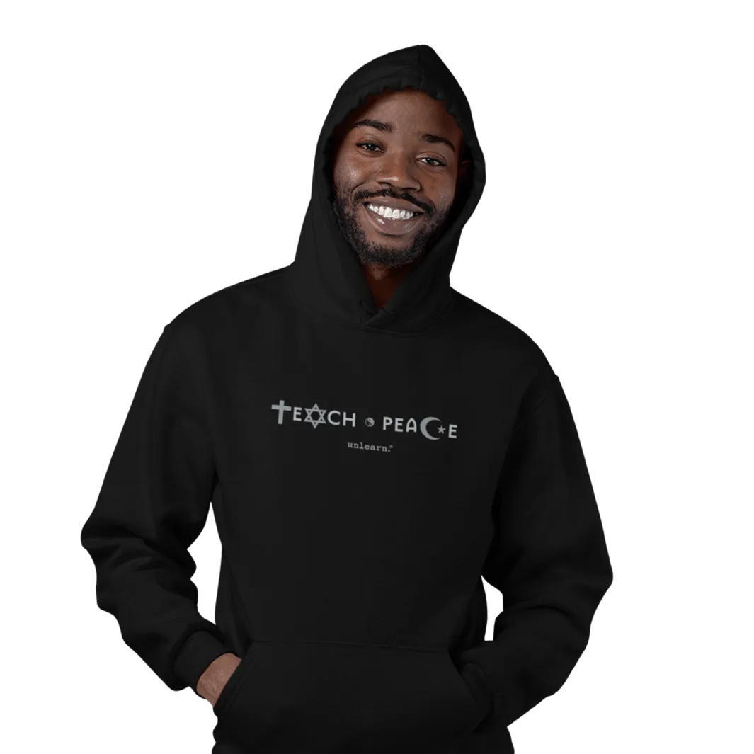 Teach Peace - Relaxed Fit Black Fleece Hoodie