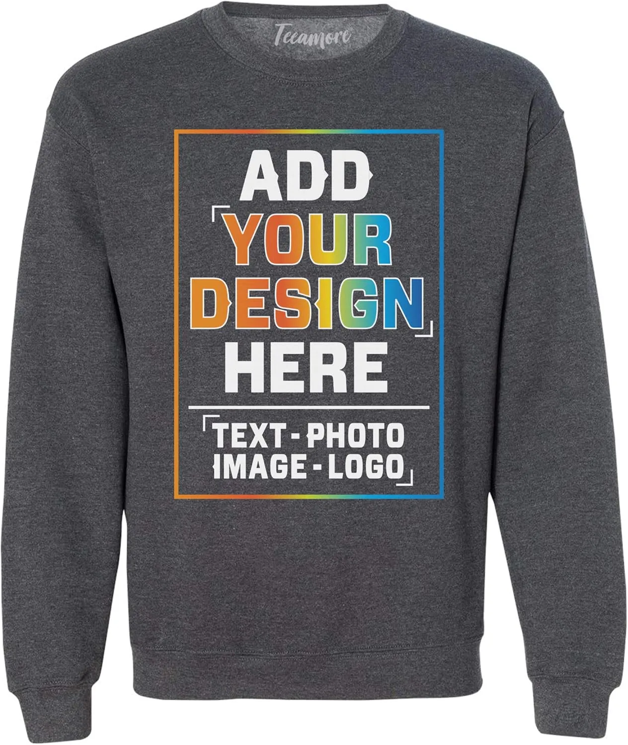 TEEAMORE Custom Crewneck Sweatshirt Add Your Own Design Personalized Text for Men Women