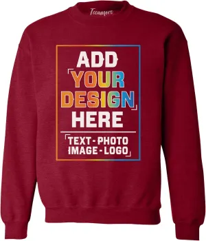 TEEAMORE Custom Crewneck Sweatshirt Add Your Own Design Personalized Text for Men Women