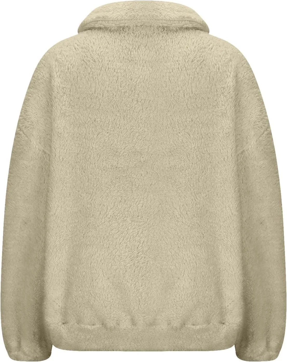 Uillui Womens Casual Sherpa Jacket Half Zip Fleece Pullover Oversized Cropped Sweatshirt Pockets Loose Fluffy Fuzzy Sweater