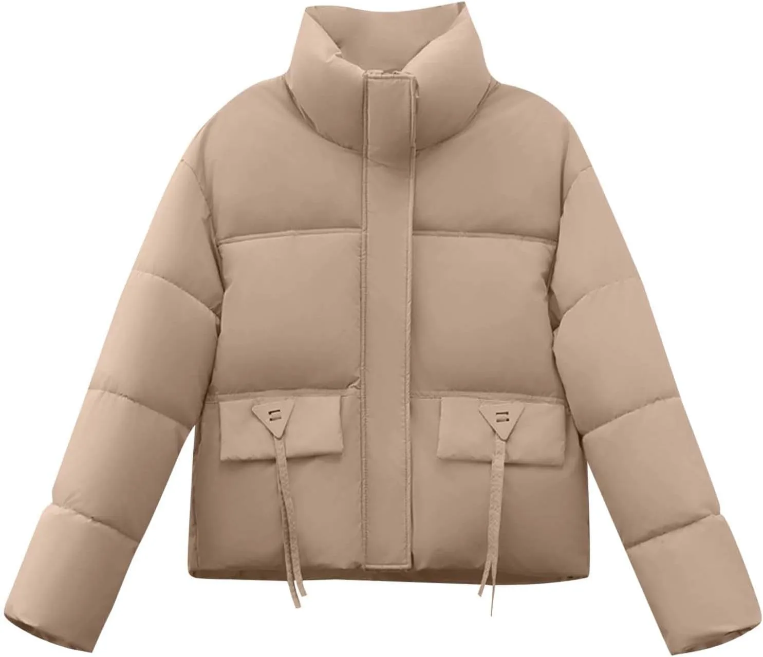 Winter Jackets for Women 2024 Fashion Cropped Puffer Jacket Thicken Warm down Coat Zip up Stand Collar Quilted Outwear
