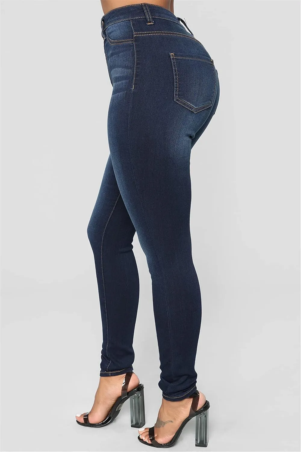 Womens Denim Skinny Jeans Junior Classic Casual Slim Fit Pants Super Stretch High Waisted Butt Lift Jeans (Small,Dark Blue)