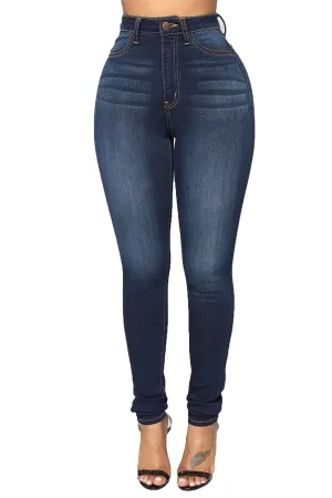 Womens Denim Skinny Jeans Junior Classic Casual Slim Fit Pants Super Stretch High Waisted Butt Lift Jeans (Small,Dark Blue)