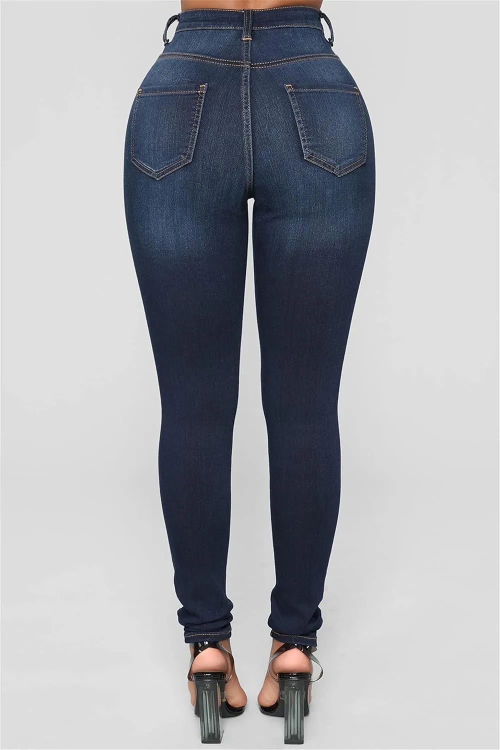 Womens Denim Skinny Jeans Junior Classic Casual Slim Fit Pants Super Stretch High Waisted Butt Lift Jeans (Small,Dark Blue)