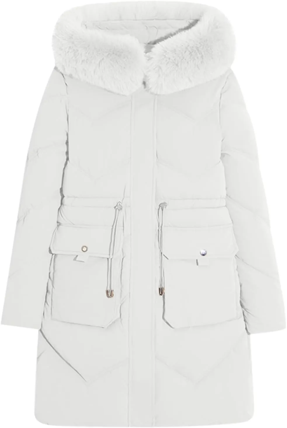 Womens Long Quilted Jackets Plus Size Thicken Winter Coats Hooded Lightweight Puffer Jackets Warm Down Coats Outerwear
