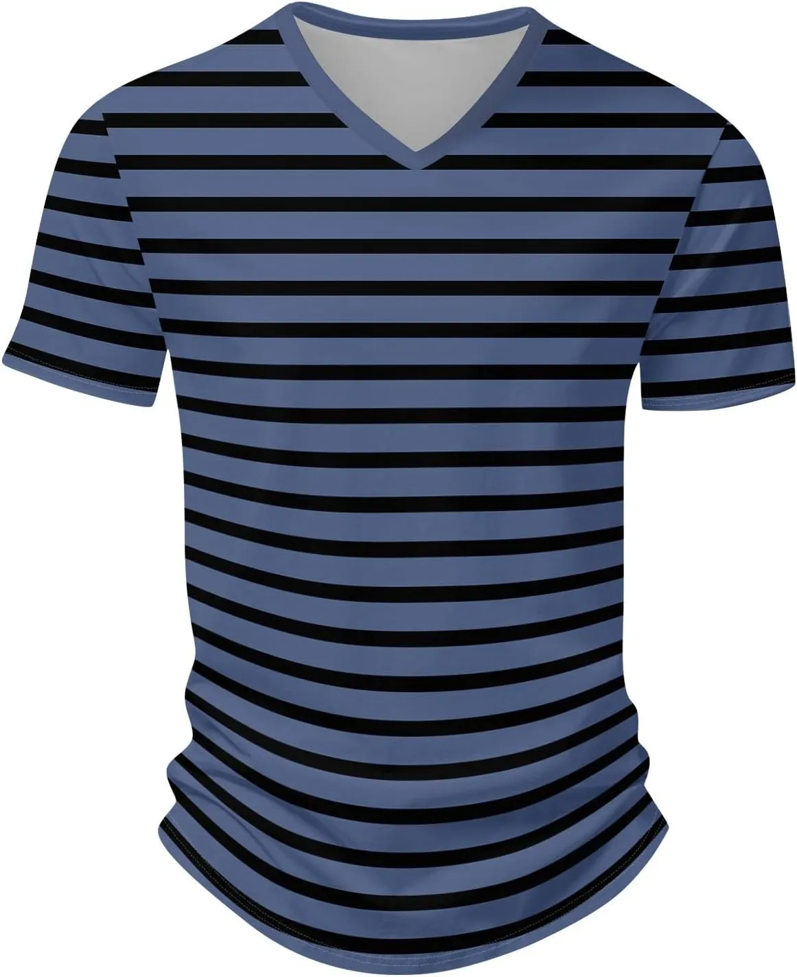 Ymosrh Men's Striped Shirt Short Sleeve V Neck Print T-Shirts Casual Summer Beach Tee Tops Shirts, S-3XL